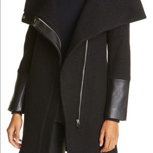 club monaco leather and wool coat size small
